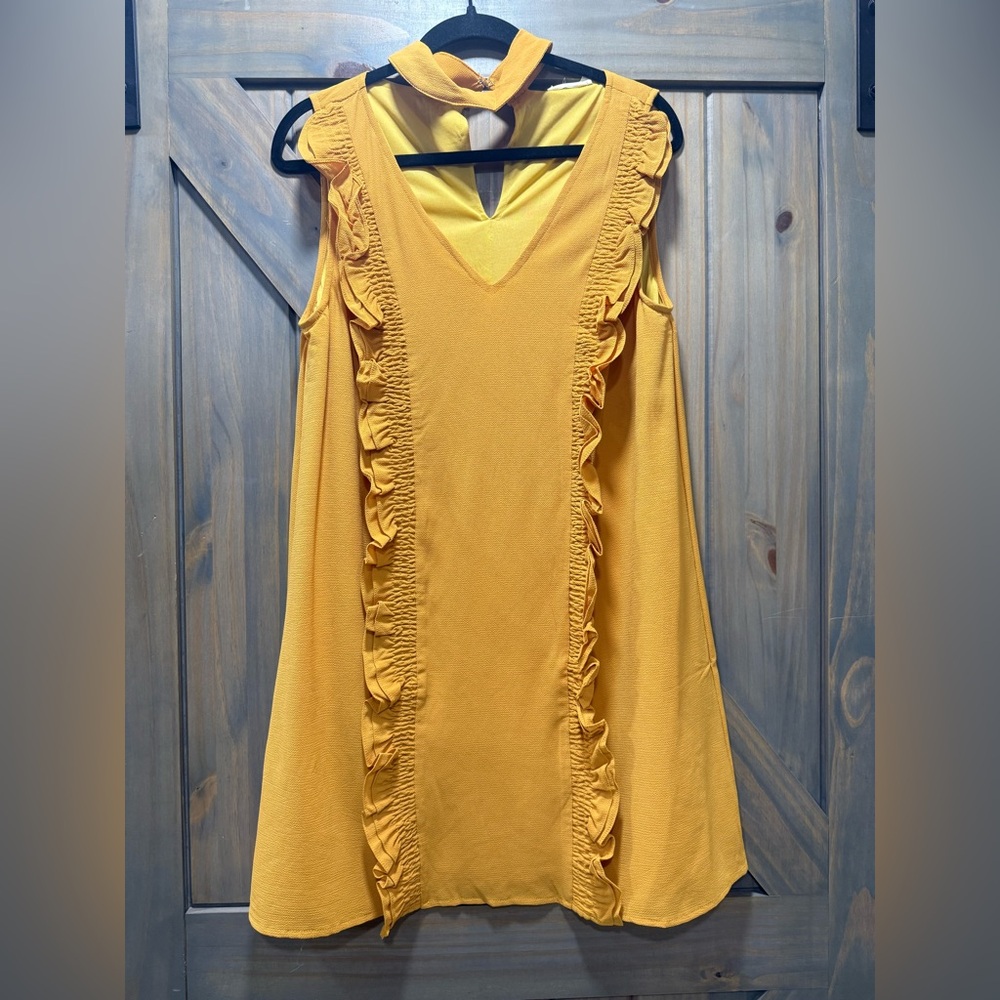 Woman’s Entro yellow ruffle dress NWT Sz Large